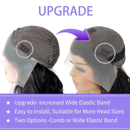 CIUSUM 32 Inch Body Wave Lace Front Wigs Human Hair Pre Plucked 13x4 Frontal for Women 180 Percent Density Glueless Transparent HD with Baby Natural Black