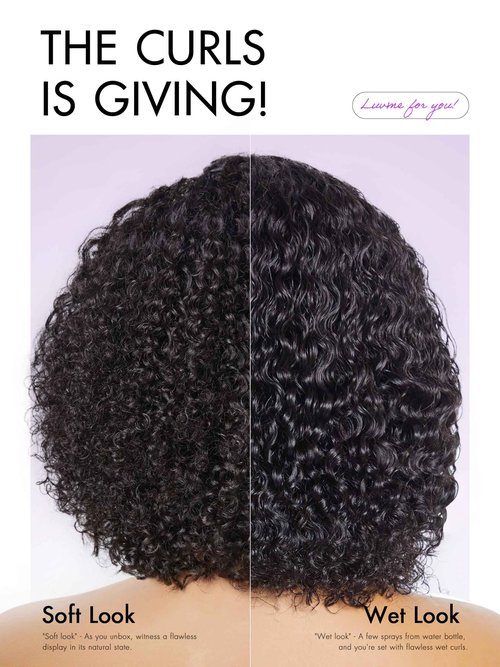 LUVME HAIR Short Curly Wig Human Hair 8 Inch Glueless Wigs Human Hair Pre Cut Lace Closure Undetectable HD Lace Wig