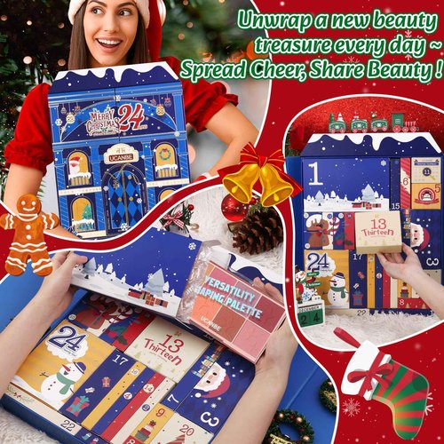 UCANBE Luxury Makeup Advent Calendar 2025, 24 Days Christmas Makeup Gift Set for Adult Women & Teen Girls, 2025 Xmas Beauty & Cosmetic Countdown Calendar Holiday Surprise Limited-Edition Make Up Gifts Kit