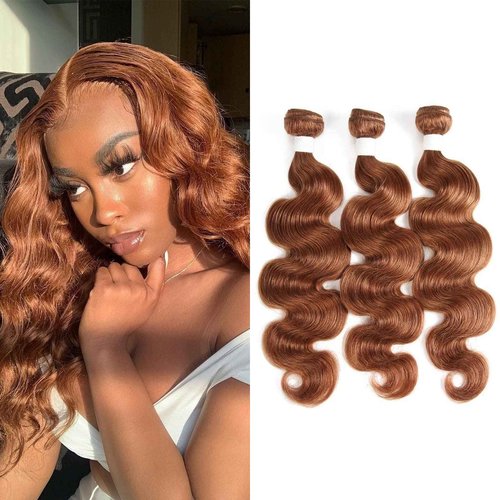 X-TRESS Color 30# Hair Bundles 3 Body Wave Bundles (12" 14" 16")100% Human Hair Dark Brown Bundles Virgin Hair Brown Bundles For Black Women Weave Bundles Human Hair Double Weft Extension(30#)