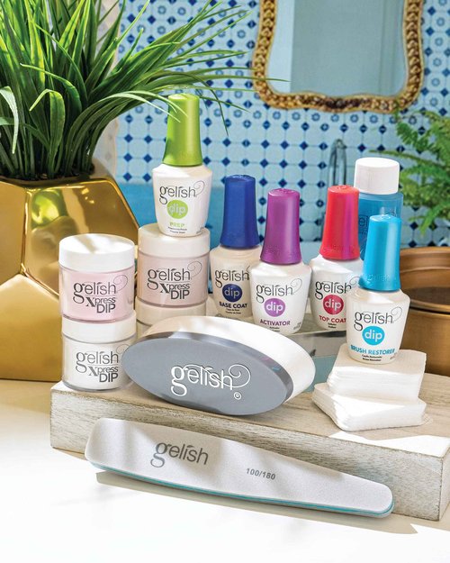 Gelish Xpress Dip N Brush French Kit - Powder Colors, Built-In Activator, 21+ Days Chip Proof Wear, Nail Dip Powder, Nail Kit, Dipping