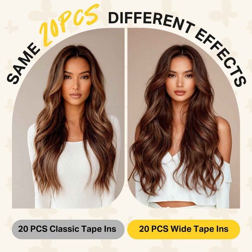 DOORES Tape in Hair Extensions Human Hair, Dark Brown 18 Inch 100g 20pcs, Wide Tape in Extensions Real Remy Invisible Seamless Tape-ins Silky Straight Skin Weft Folding Wear