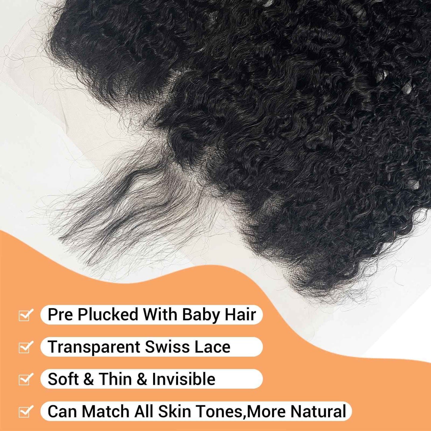 13x6 Frontal Human Hair Burmese Curly HD Transparent Lace Ear to Ear Lace Frontal Closure With Baby Hair Free Part 100% Virgin Human Hair Natural Black 14 Inch
