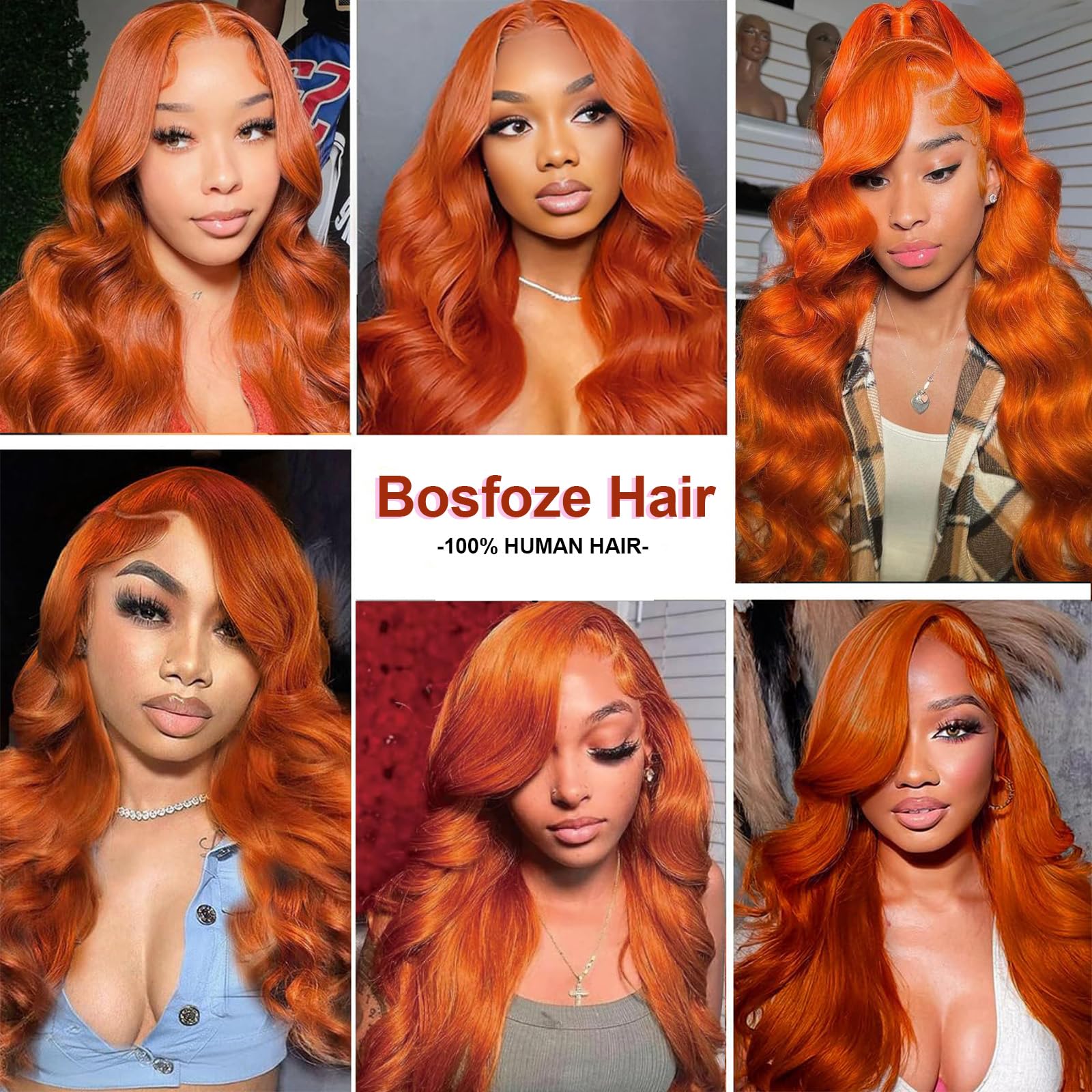 Ginger Lace Front Wigs Human Hair 13x4 HD Transparent Lace Frontal Ginger Orange Wig Human Hair Pre Plucked 180% Density Glueless Colored Lace Wig for Black Women 26 Inch