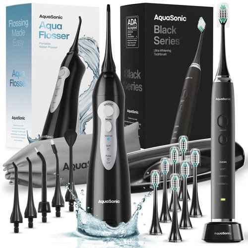 Aquasonic Black Series and Aqua Flosser Bundle