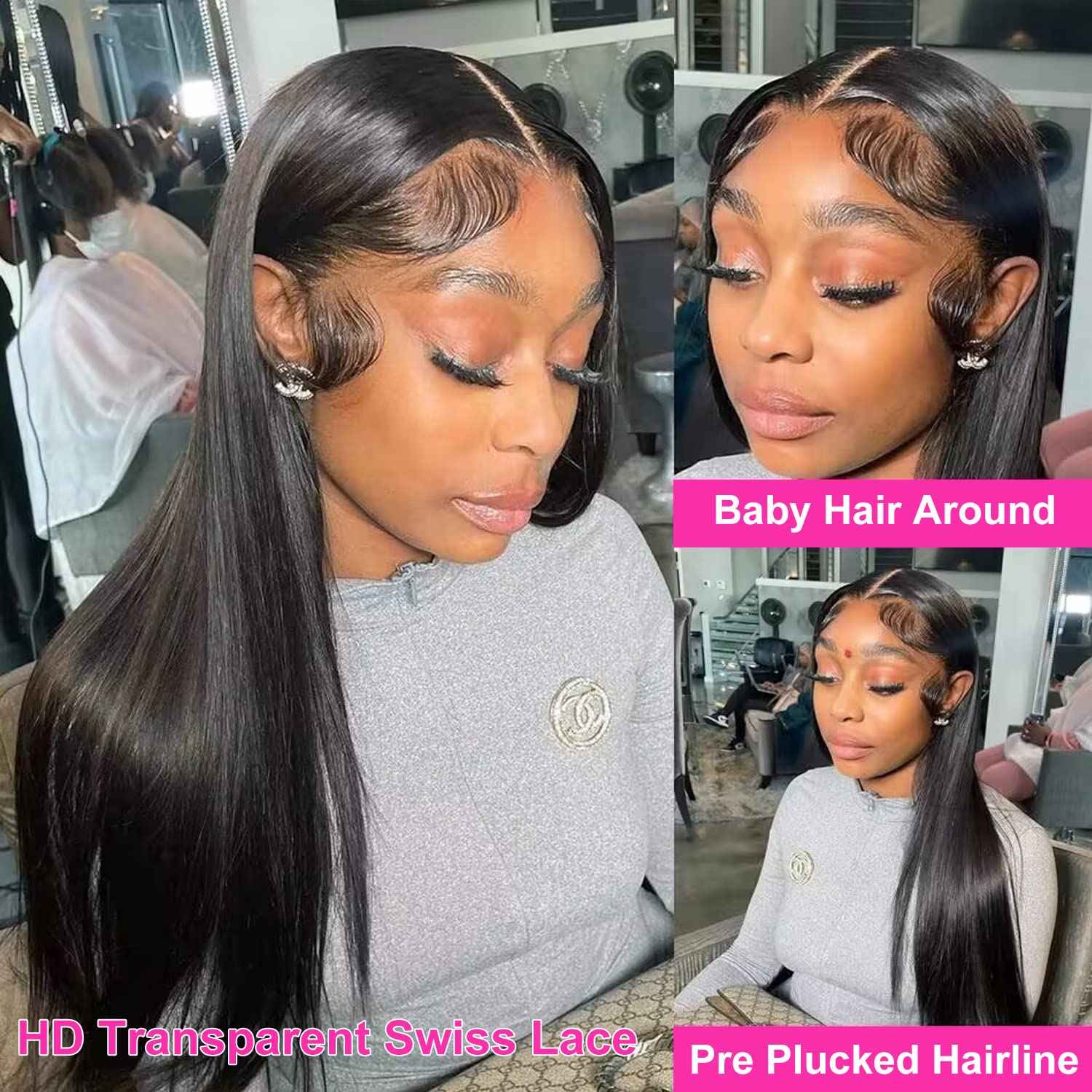 mengkai 13x6 HD Straight Lace Front Wigs Human Hair Glueless Wigs Human Hair Pre Plucked HD Transparent Bone Straight Lace Frontal Wigs Human Hair Deep Part lace Human Hair Wigs for Woman 20 Inch