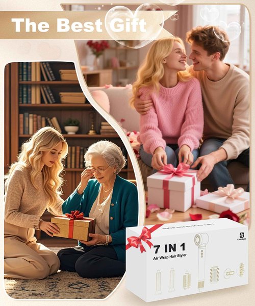 CoolMouse 7 in1 Hot Air Styler: Blow Dryer Brush with 5M Negative Ion & 110,000 RPM, Fast Drying Curling Straightener Volumizer for All Hair Types