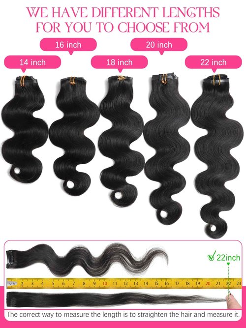 Lacer Body Wave Clip in Hair Extensions Real Human Hair, Seamless 7 Pcs 115g Wavy Human Hair Clip in Extensions for Women Natural Black 18 Inch