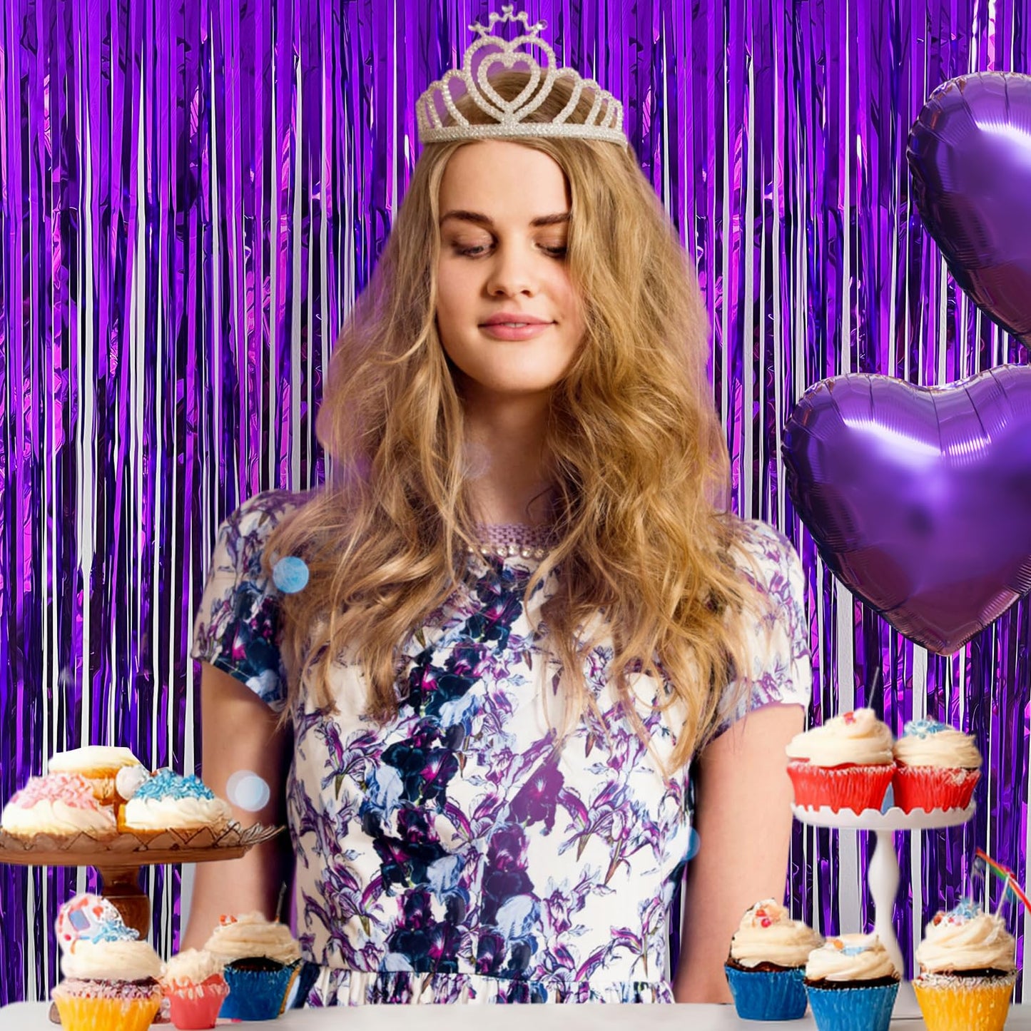 2 Pack Purple Tinsel Backdrop Party Decorations 3.3x8.2ft, Foil Fringe Curtains Door Streamers for Birthday Balloons Decor, Purple Backdrop for Wedding Baby Shower Graduation Christmas Halloween