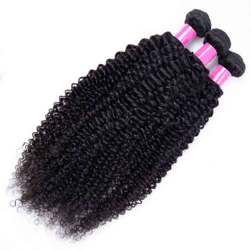 Brazilian Curly Human Hair Bundles with Closure 10A Kinky Curly Bundles and Closure Unprocessed Virgin 3 Bundles with 4x4 Lace Closure Kinky Curly Weave Human Hair Bundles(18 20 22+16) Natural Color