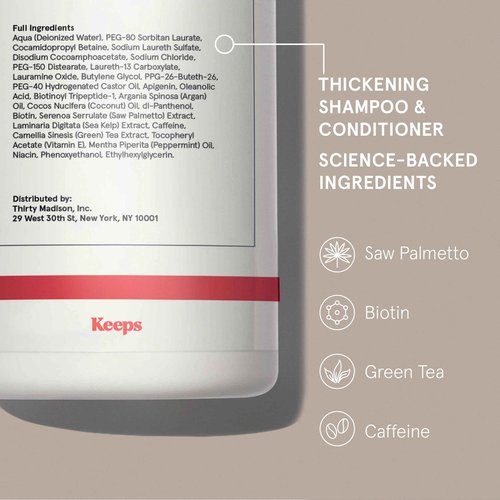 Keeps Starter Bundle - Includes Minoxidil Topical Hair Growth Solution, Hair Thickening Shampoo & Conditioner Set