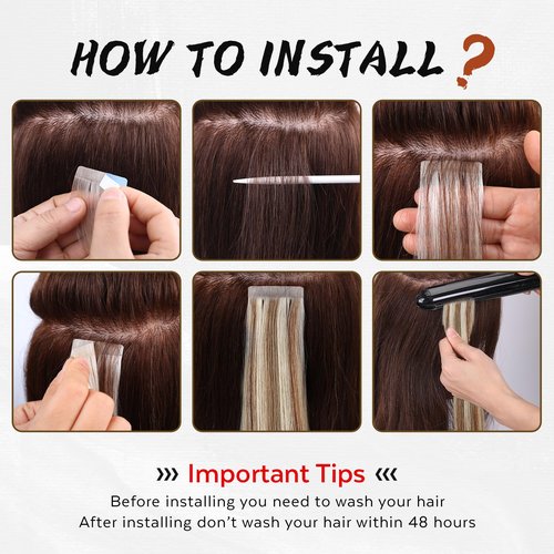 LADY MIRANDA Tape in Hair Extensions Remy Human Hair Full Ends PU Hair Extensions 20 Inches 50g 20Pcs Mixed Blonde Skin Weft Invisible Tape in Human Hair Extension for Women