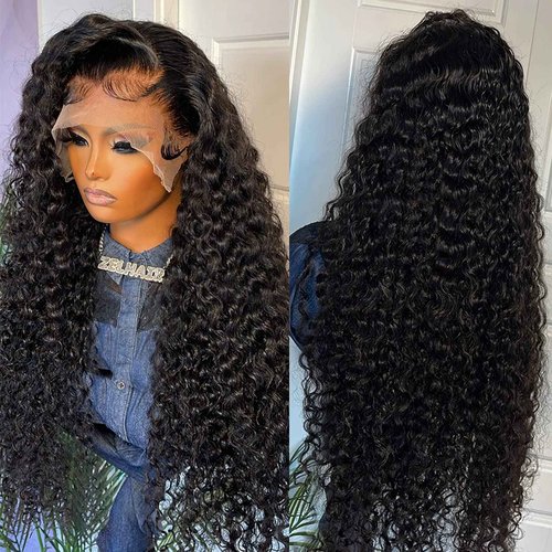 Ysxbui Deep Wave Lace Front Wigs Human Hair 180 Density 13x4 HD Transparent Frontal Wigs Human Hair for Women Deep Curly Glueless Wigs Human Hair Pre Plucked with Baby Hair 24Inch