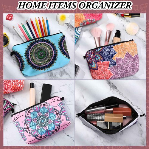 Kajaia 30 Pcs Makeup Bags Bulk Cosmetic Bag Graduation Gifts Mandala Flower Pouches Portable Zipper Makeup Pouch Waterproof Travel Toiletry Bag for Women Teacher Birthday Thanksgiving Christmas Gifts