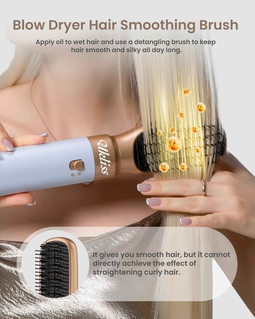 Ukliss 6 in 1 Hair Dryer Brush & Air Styler – Ionic Blow Dryer with AutoWrap Straightener & Volumizing Brush for Fine/Thick Hair Fast Drying Frizz-Free Salon & Travel Use (ALCI Plug)