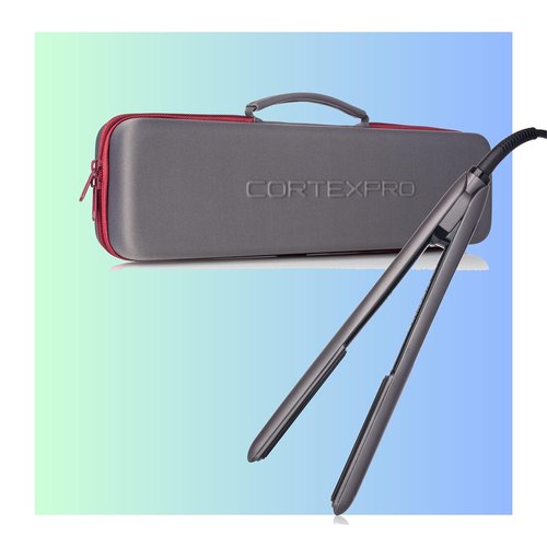 CORTEXPRO Flat Iron 1'' - One-Pass Digital Heat Tourmaline Ceramic Plates with Carrying Case - Hair Straightener Flat Iron, planchas de Cabello Professional, Hair Straightener and Curler 2 in 1