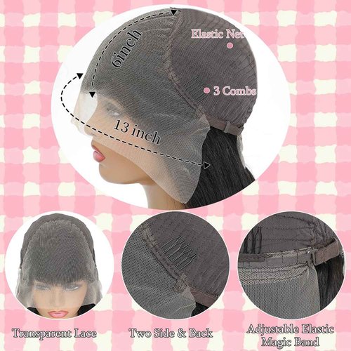 Indono Straight Wigs Human Hair 13x6 HD Lace Frontal Wig Pre Plucked Pre Cut with Baby Hair Black Human Hair Wig 220 Density Natural Color Wigs for Black Women 30 Inch