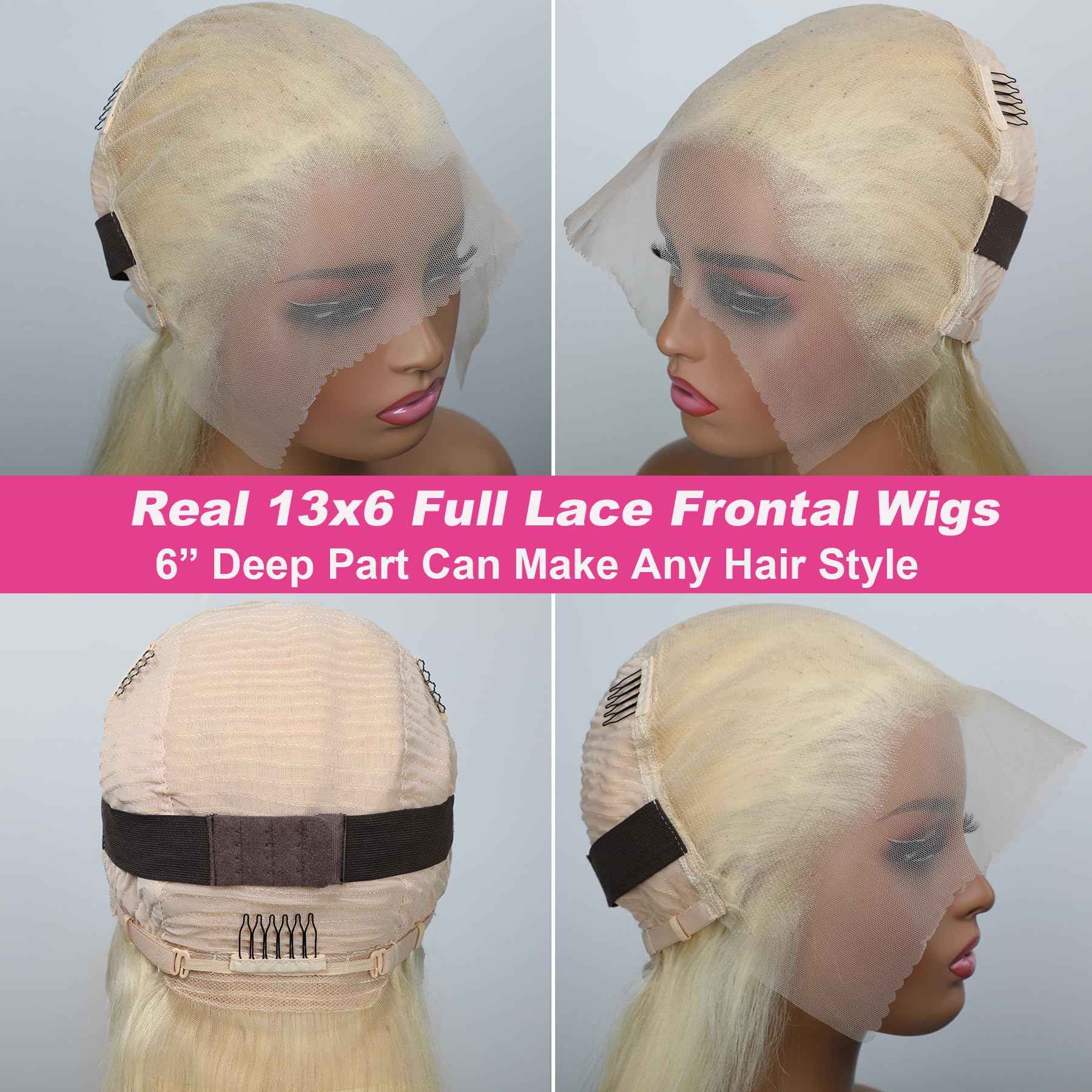 GIRLOFDREAMS Blonde 613 13x6 Lace Front Bob Wig Human Hair Straight Transparent Lace Frontal Wigs Pre Plucked with Baby Hair 180 Density Brazlian Remy Glueless Lace Short Wigs for Black Women