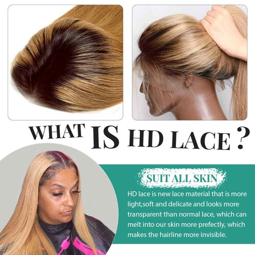 Munx 30 Inch Human Hair Wigs for Black Women 13x6 Deep Part HD Transparent Lace Front Wig Bleached Knots Pre Plucked Glueless Honey Blonde Lace Front Wigs Bleached Knots