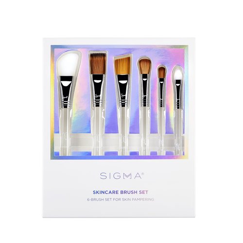 Sigma Beauty Skincare Brush Set – Skincare Brushes for Applying Skincare Products to Face and Skin, Includes 6 Skincare Tools for Masks, Creams, Gels, and Serums (6 Pcs)