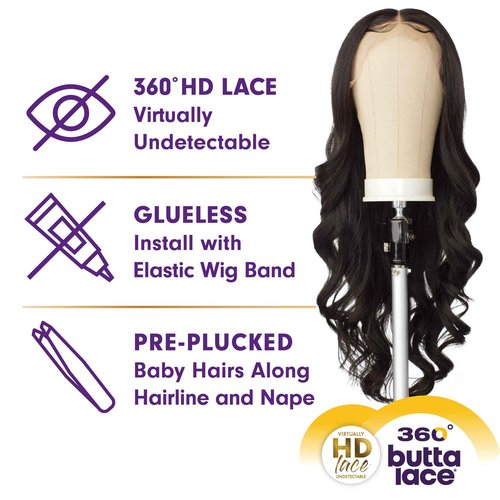 Sensationnel Butta 360 Lace Wigs - Unit 3 Wider Parting 360 Degree Lace Glueless Synthetic Preplucked Hairline (T4/BUTTERSCOTCHBLONDE)
