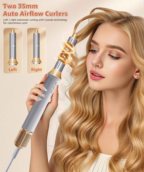 CoolMouse 7 in1 Hot Air Styler: Blow Dryer Brush with 5M Negative Ion & 110,000 RPM, Fast Drying Curling Straightener Volumizer for All Hair Types