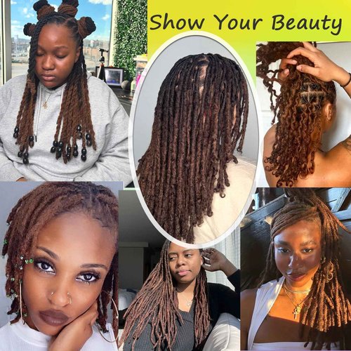 Coriario 12 Inch Natural Locs Extensions Human Hair 30 Strands 0.6cm 30# Dreadlock Human Hair Dread Locks Extensions for Men/Women/Kids Brown