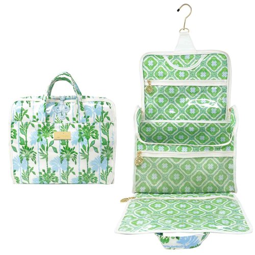 Lilly Pulitzer Travel Toiletry Bag with Handle, Pockets, and Zipper, Hanging Travel Organizer for Makeup and Toiletries (Swayin in the Breeze)