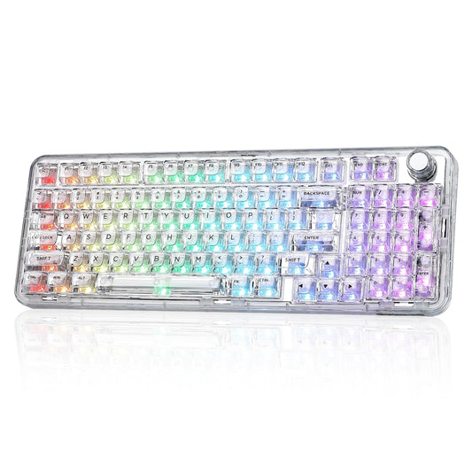 YUNZII X98 QMK/VIA Wireless Mechanical Gaming Keyboard with Knob,Tri-Mode BT5.0/USB-C/2.4GHz Hot Swappable Keyboard,Pre-lubed Switches Gasket Mount RGB Backlit for Wins/Mac (White, Snow Switch)