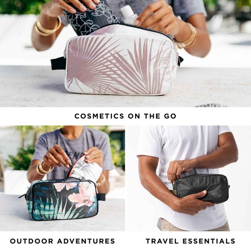 ALOHA Collection Painted Birds Dopp Kit in Neutrals | Lightweight, Splash-Proof, and Easy to Clean Toiletry Bag