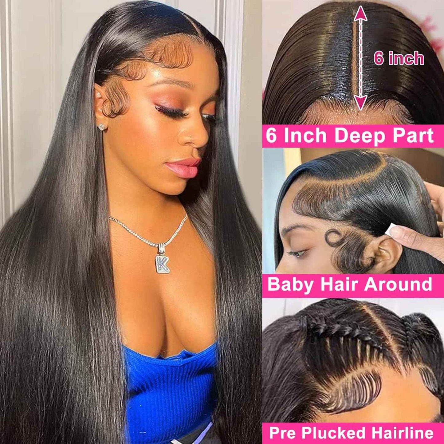 30 Inch 13x6 Lace Front Wigs Human Hair Straight HD Lace Front Wigs Human Hair Pre Plucked Straight Wigs Human Hair 13x6 Straight Lace Frontal Wigs 200 Density Glueless Wigs Human Hair for Women