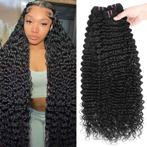 Tanday 15A Raw Human Hair Bundles 3 Bundles 18 18 18, Deep Wave Bundles Human Hair,Triple Lifespan Indian Virgin Hair,No Tangle Shedding,Multiple Washes Keep Texture Silky Soft Natural Black