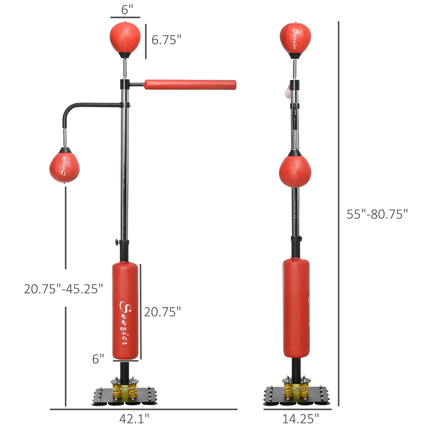 Adjustable Speed Bag Boxing Stand for Reflex Training - Red