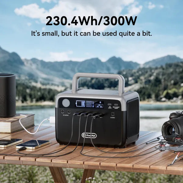 Portable Solar Generator 300W with AC Outlets - 230.4Wh Power Station
