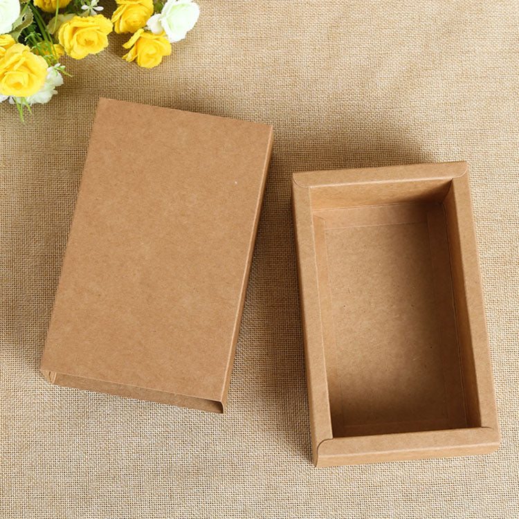 Folding Kraft Paper Jewelry Storage Box with Frosted PVC Finish