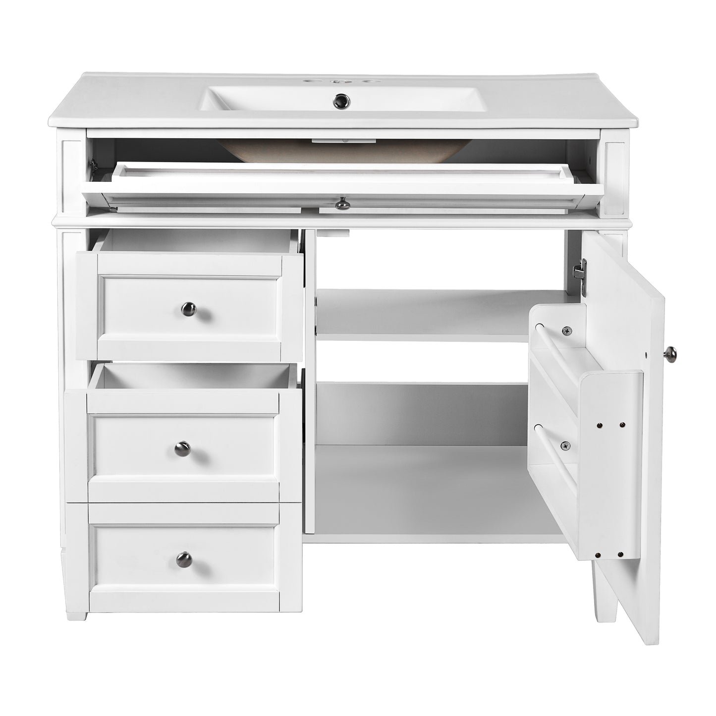 36'' Modern Bathroom Vanity with Ceramic Sink and Storage Cabinet