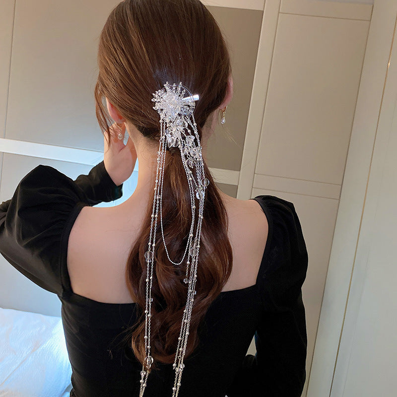 Irregular Flower Tassel Hairpin – Transparent