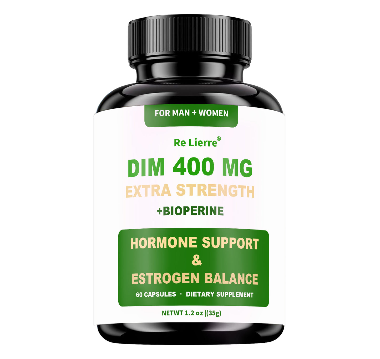 DIM Supplement 400mg - Hormone Balance for Men & Women - 60 Capsules
