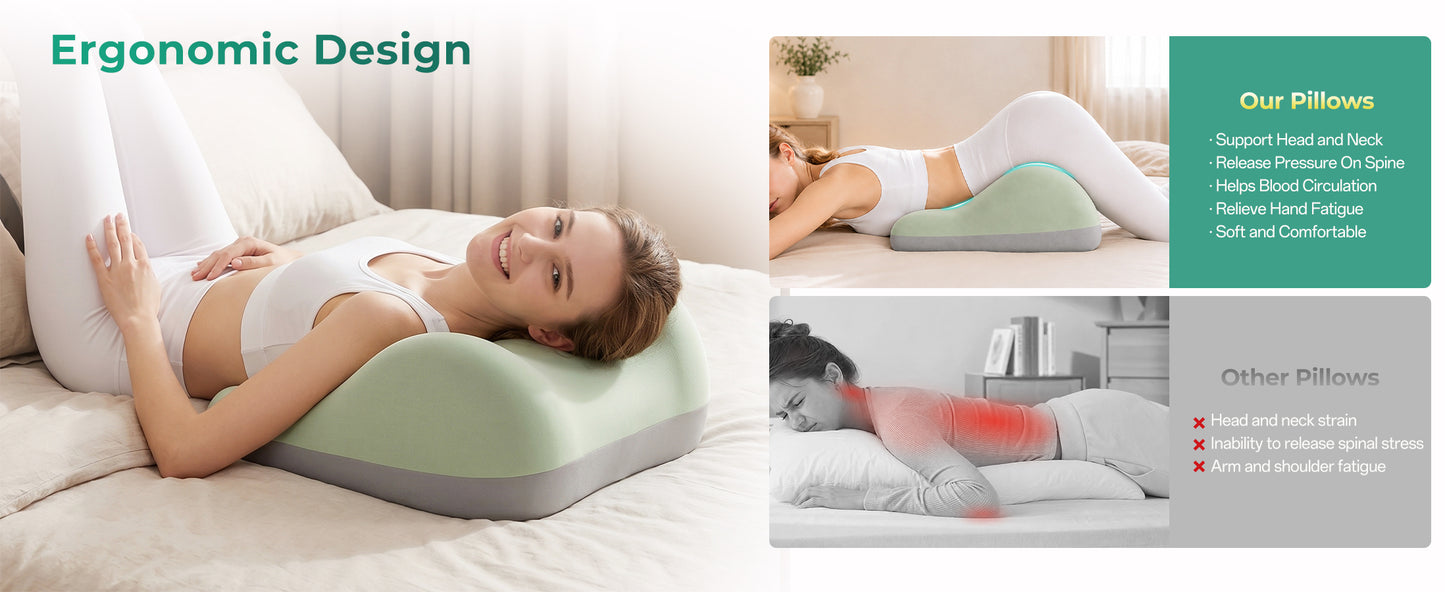 Ergonomic Memory Foam Sex Pillow for Couples - Green