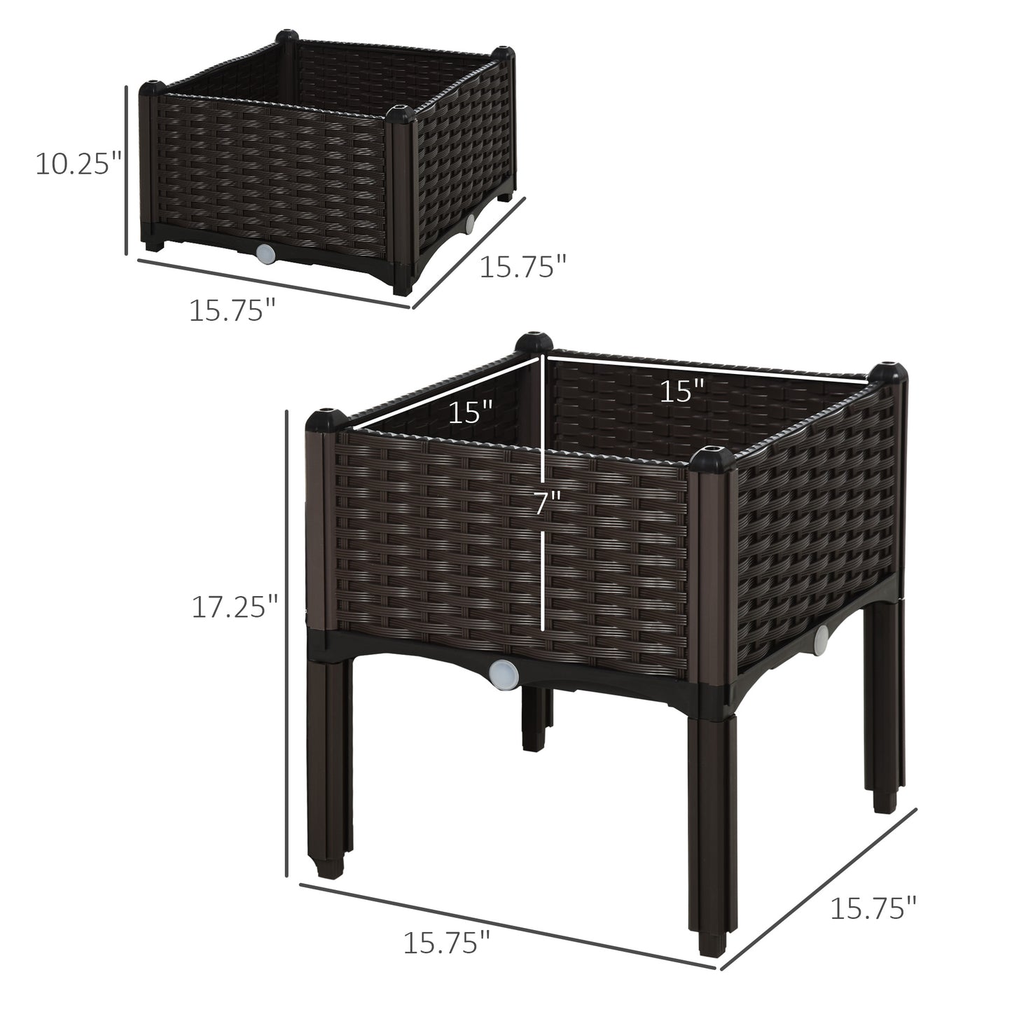 Raised Garden Bed with Legs Self-Watering Planter Box for Flowers Herbs Vegetables - Brown