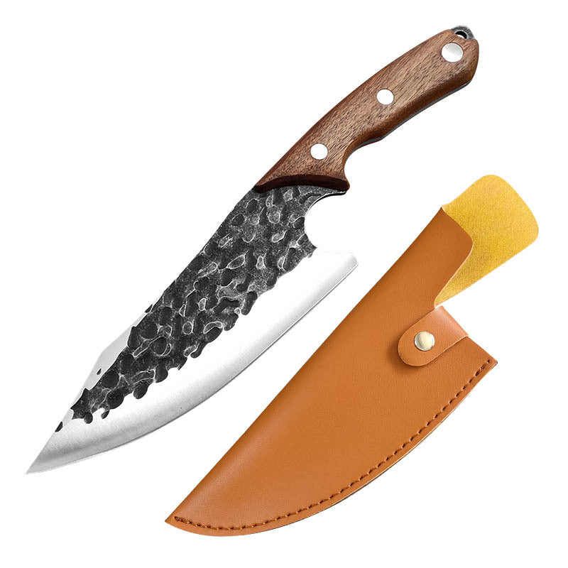 Hand-Forged Boning Knife with Replaceable Blade and Wooden Handle
