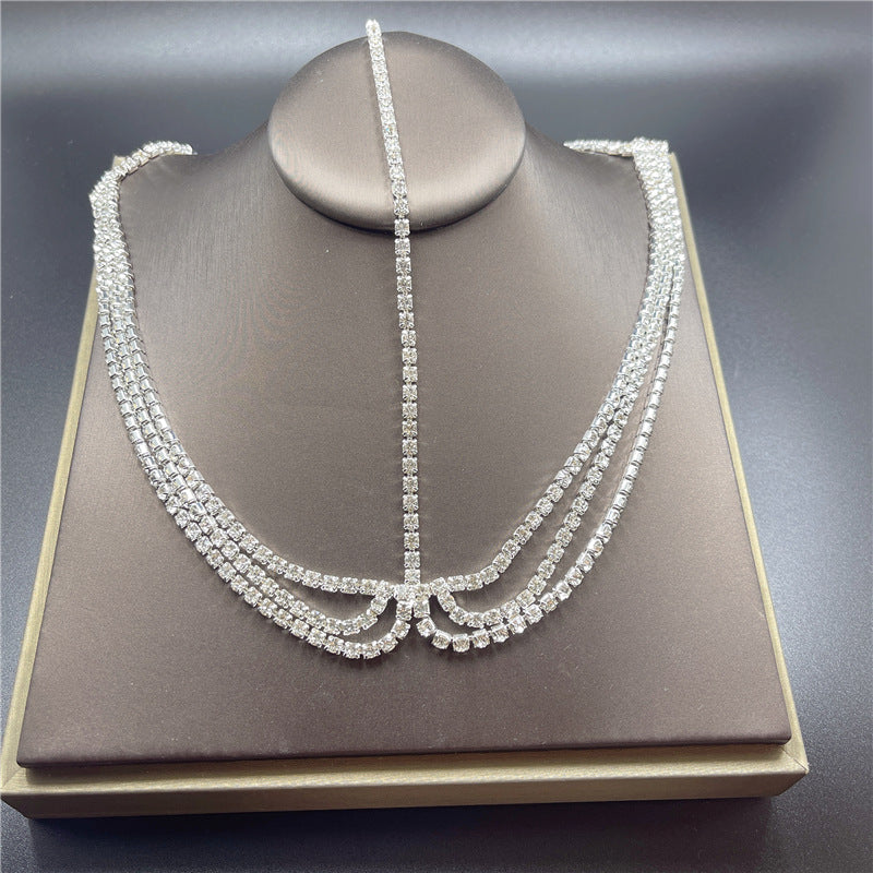 Rhinestone Tassel Headband with Chain - Gold & Silver