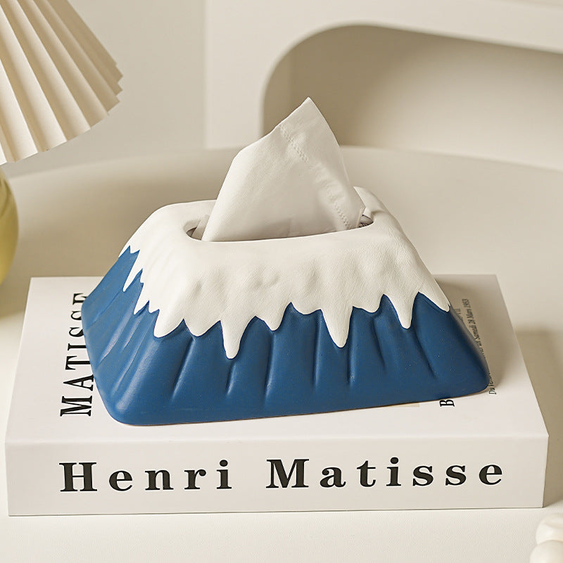 Ceramic Snow Mountain Tissue Box - Modern Minimalist Home Decor