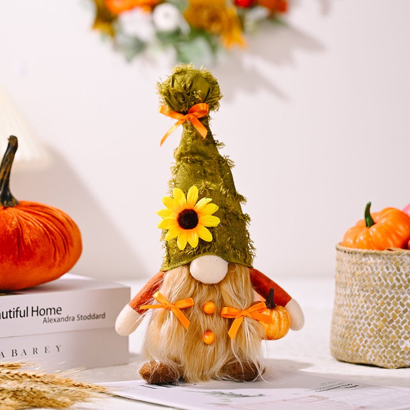 Harvest Season Pumpkin Doll with Old Hat Decoration for Fall Home Decor
