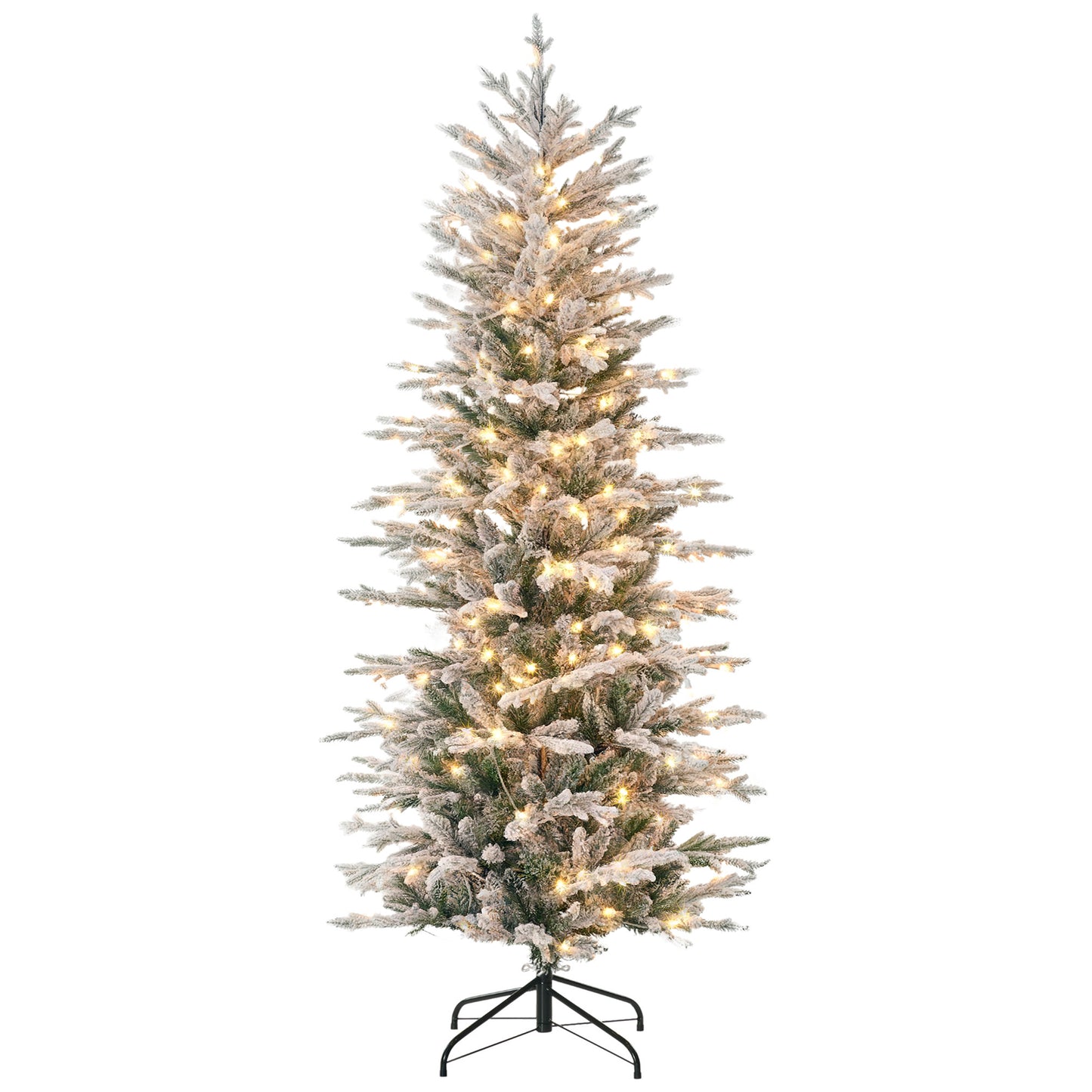 6ft Pre-Lit Artificial Flocked Christmas Tree with Warm Lights