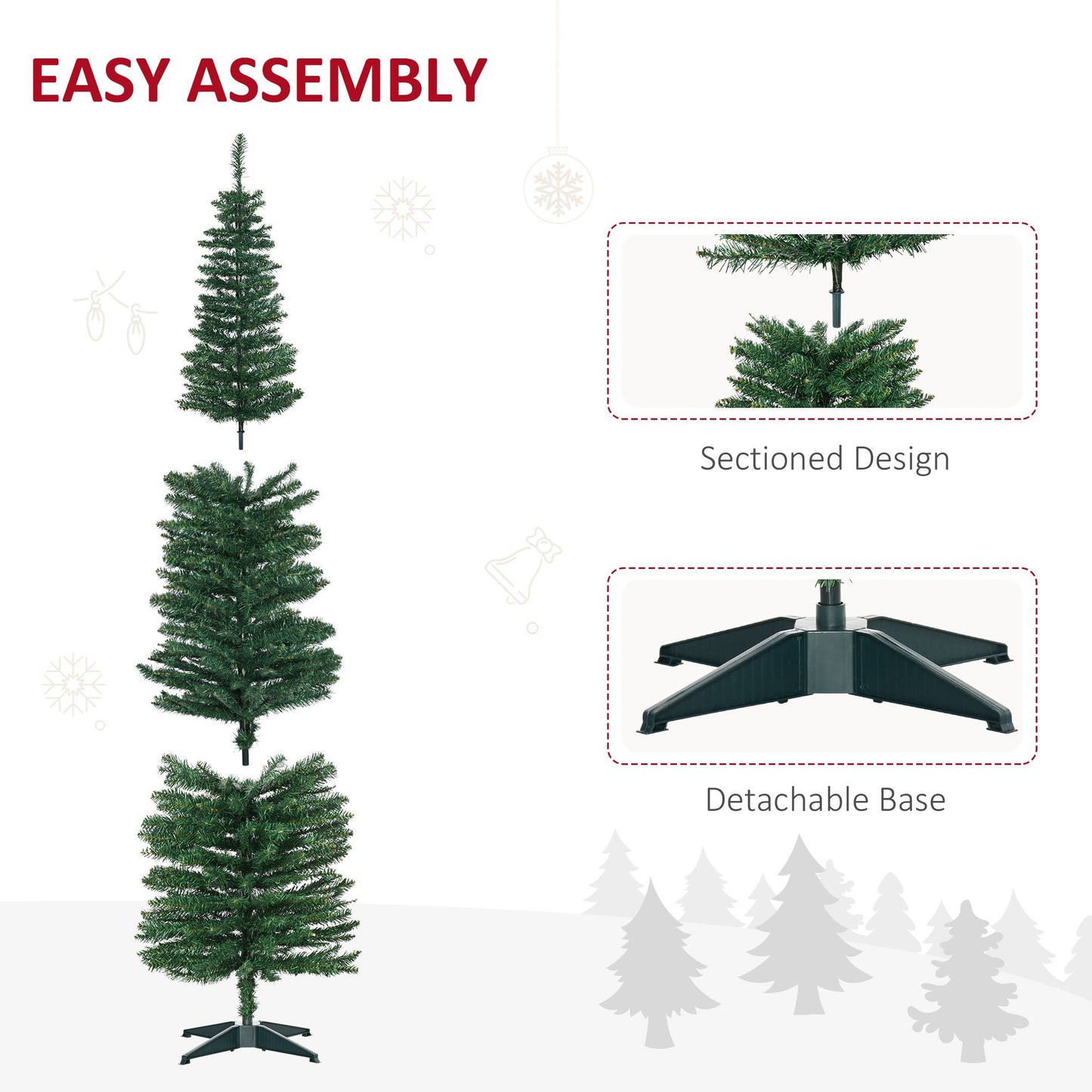 7 ft Slim Pencil Artificial Christmas Tree - Green