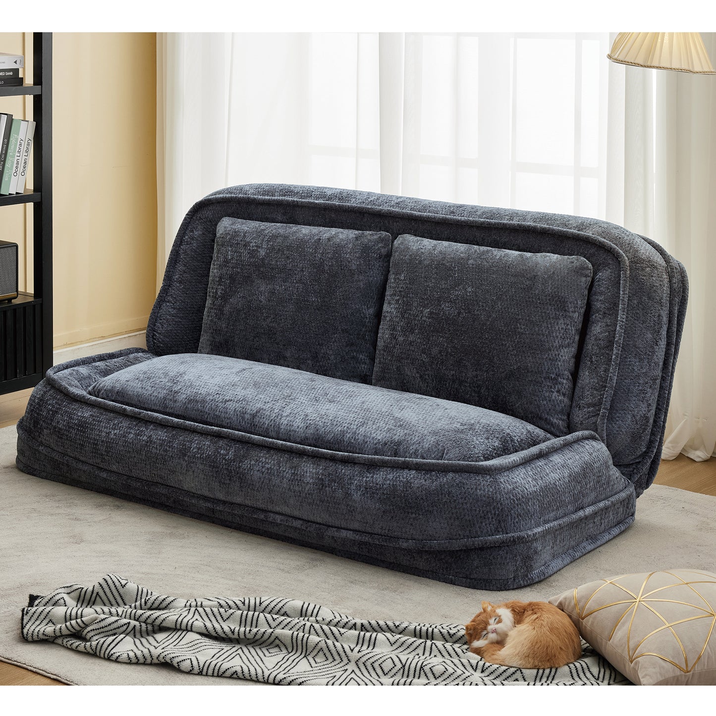 Double Lazy Sofa Dog Bed - Extra Large Loveseat in Dark Gray