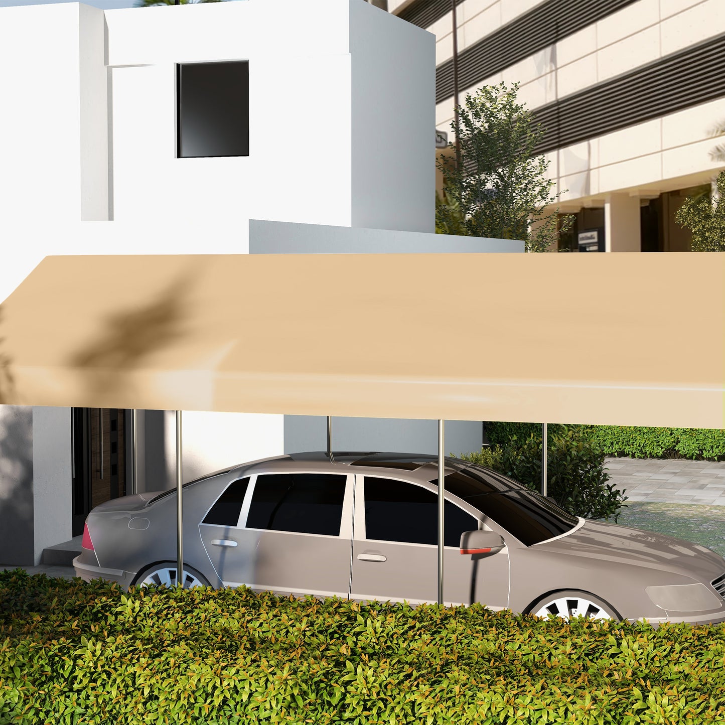19.7' x 9.7' Carport Replacement Canopy Cover - Beige with Bungee Cords