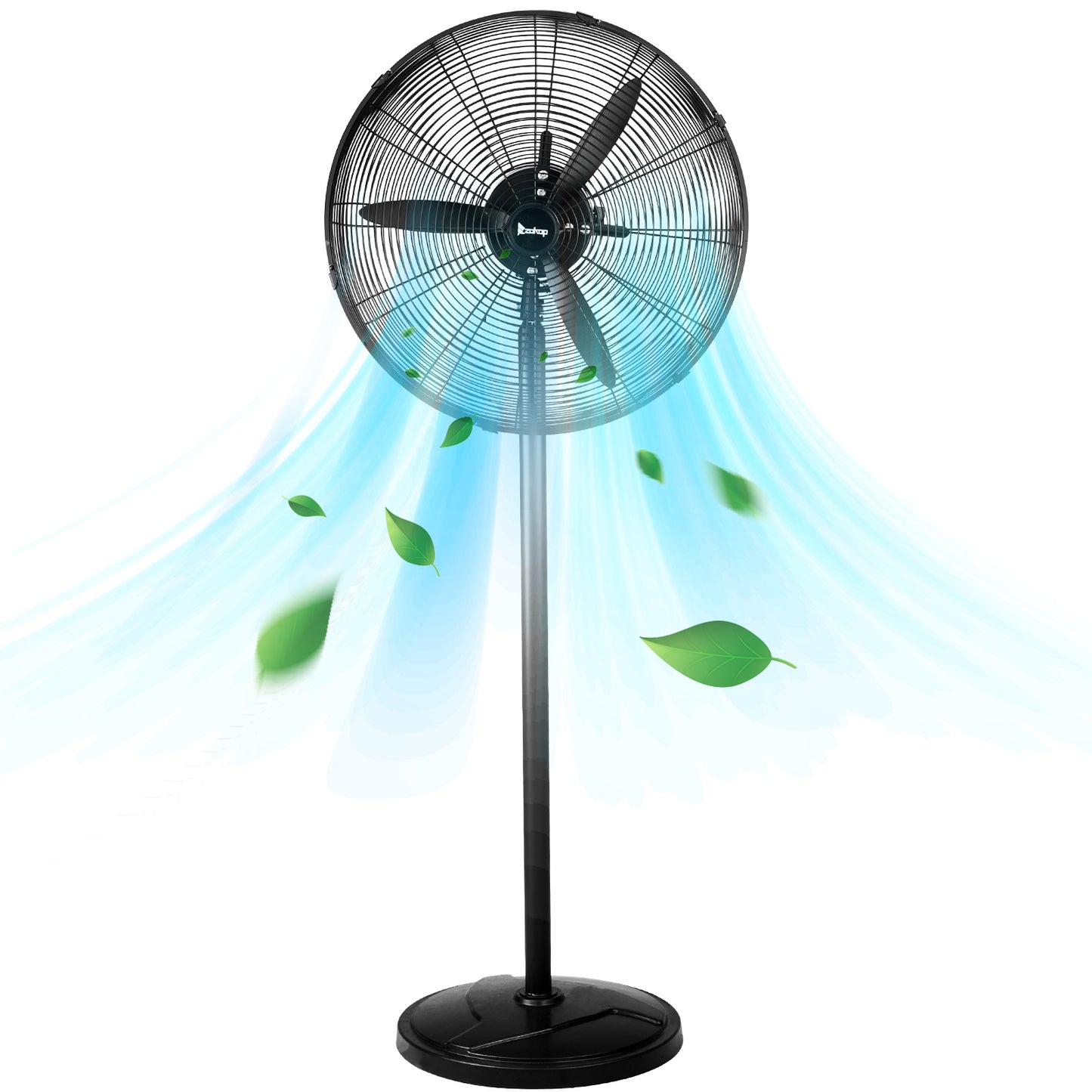 20 Inch Oscillating Pedestal Floor Fan with Copper Motor, 4-Speed Adjustable Height