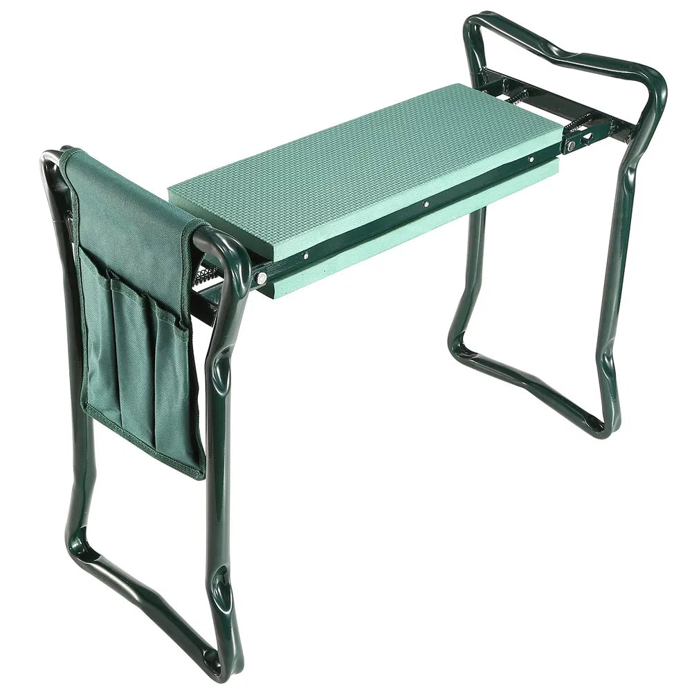 Foldable Garden Kneeler and Seat with Tool Pouch - Green
